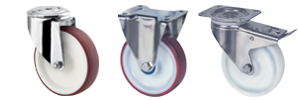 Roulettes inox pour chariots de labo