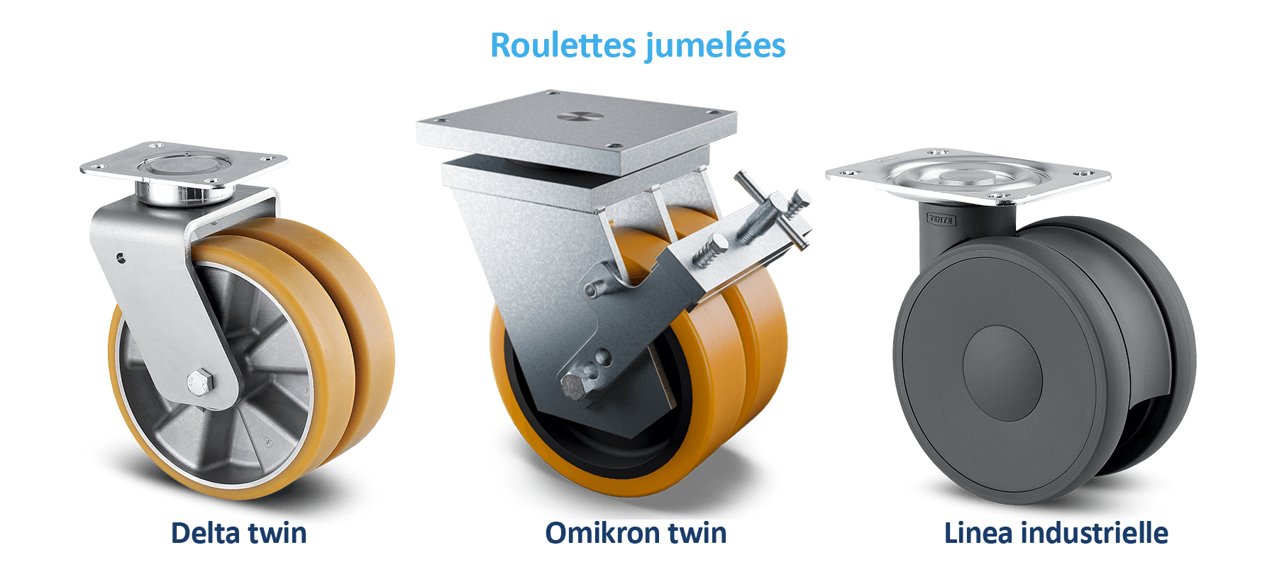 roulettes à deux roues pour chariots industriels
