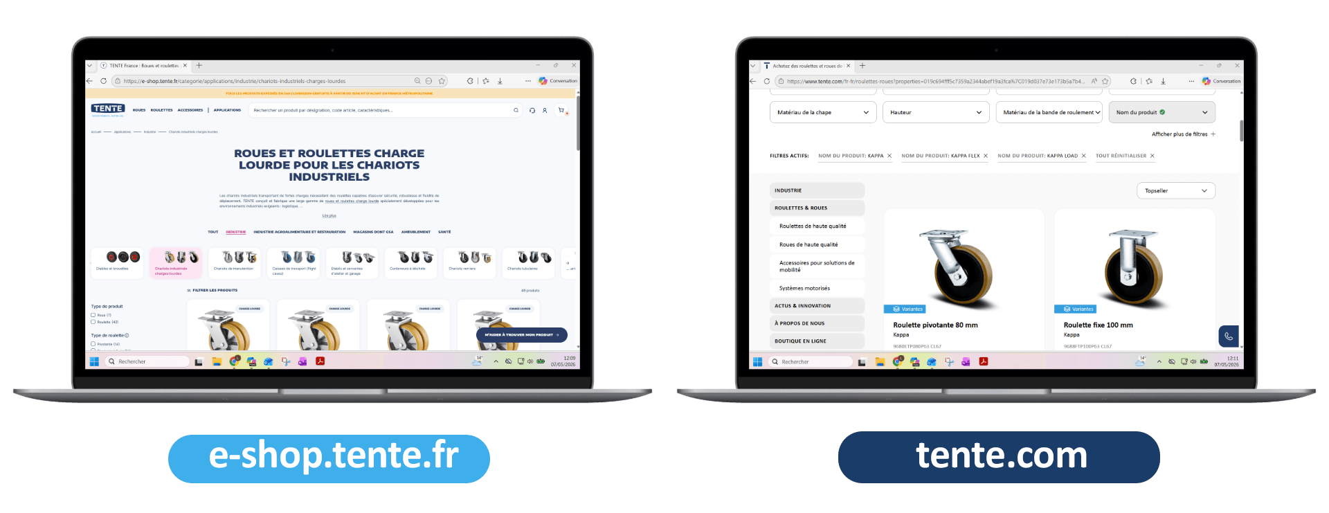 e-shop roues et roulettes industrielles TENTE